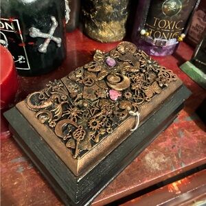 Ornate Bronze and Black Jewelry Box